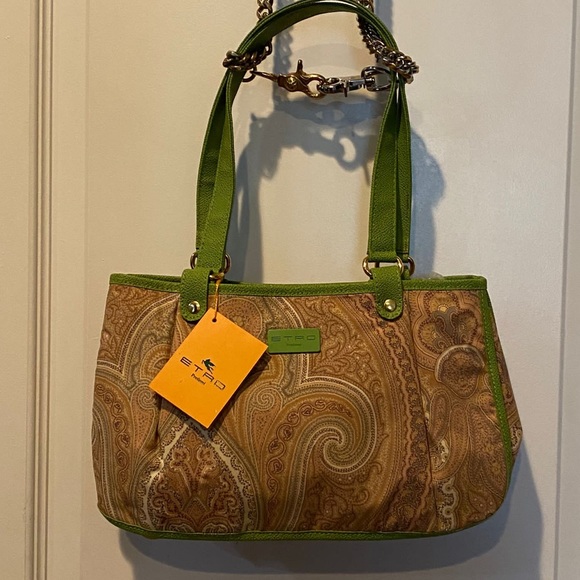 Etro Paisley Canvas and Leather Bag - Picture 1 of 12